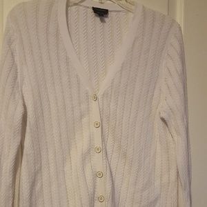 White Button Down Cardigan